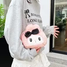 Bolsa de Armazenamento de Pelúcia de Grande Capacidade My Melody, Bolsa de Maquiagem Kuromi Japonesa, Estilo Portátil