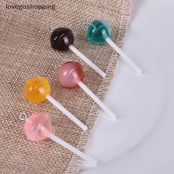 [lovego] 10 Pçs/Set Resina Transparente Pirulito Encantos Pingente Joias DIY Fazendo Artesanato BR