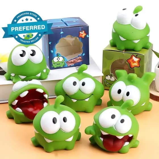 Kawaii Om Nom Boneca Brinquedos Crianças Cortar A Corda Mung Animais Feijão Ornamentos De Aniversário P8