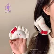 ANTH Bonito Bolinho De Pelúcia Grampo De Cabelo Kawaii Com Bowknot Garras Design Exclusivo Meninas Acessórios Engraçado