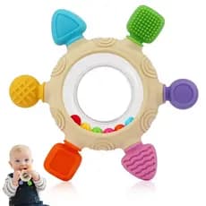Brinquedo De Anel De Dentição De Bebê De 0 A 12 Meses , Chocalho , Brinquedos Sensoriais , Mordedor De Silicone Alivia M