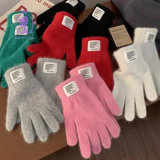 ANTH Luvas De Malha De Inverno Quentes Elásticas Dedos De Cor Sólida Para Clima Frio Meninas Homens Mulheres E Adolescen