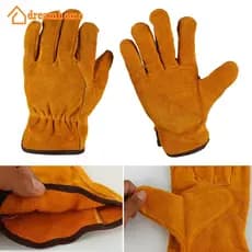 DREAMHOME Luvas De Proteção Curtas De Couro Para Soldagem Elétrica Isolamento Térmico Anti-Quente Resistente Ao Desgaste