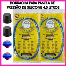 Borracha Panela de Pressão 4,5 Litros Silicone + 2 Válvulas + 2 Pesos – 6 Peças
