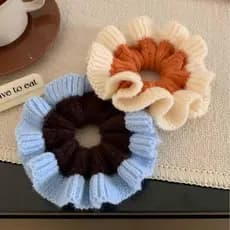 Novo Oversized Estilo Coreano Artesanal Malha Lã Scrunchie Grosso Texturizado Para Outono-Inverno Bun Antiderrapante Ace