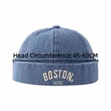 BRUCE1 Boné Infantil Sem Aba, Boné de Denim Lavado Ajustável para Crianças, Boné de Cor Sólida Estilo Cavalheiro