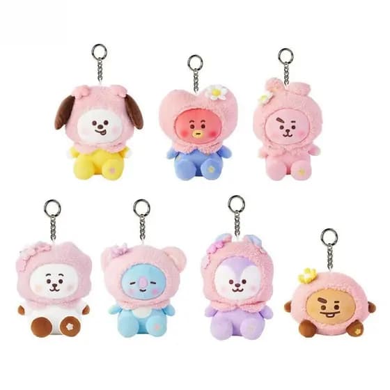 Boneco de Pelúcia BTS BT21 Série Baby Cherry Blossom Cooky Koya RJ Mini Chaveiros Pendente de Bolsa Presente para Cria
