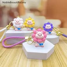 [NobleBeautiful] Chaveiro De Metal Com Boneca De Porco De Girassol De Desenho Animado , Bugiganga , Menina , Menino , Bo
