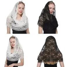 AA * Véu De Noiva Com Flor De Renda Elegante Mantilla De Espanhola Para Igreja Católica