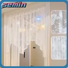Cortinas De Cozinha SEMIN , Cortina De Janela Curta De Renda , Meia Borboleta Branca Curvada Decorativa Para Casa