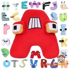 Novos Brinquedos Alphabet Lore para Meninos e Meninas, Almofada de Pelúcia Macia Azul e Amarela com Tema de Alfabeto par