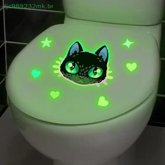 [MYBR] Adesivo Luminoso De Luz Verde Para Banheiro De Gato , Decoração De , Pintura De Parede [WELL]