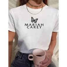 Camiseta T-shirt Algodão Unissex Mariah Carey Cantora Estampa Borboleta