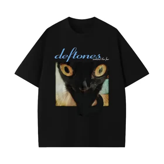 Camiseta Blusa 100% Algodão Deftones Around The Fur Gato Cat Meme Camisa Unissex Envio Rápido