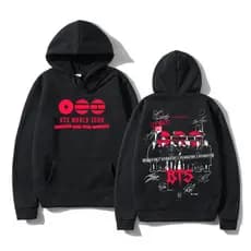 Moletom Canguru Streetwear Algodão BTS World Tour Army Bangtan Blusa De Frio Unissex Envio Rápido