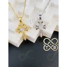 TB Colar De Pingente Zircão De Moda Cruz Para Mulheres Corrente Tendência Necklacse Jóias Ouro/Prata