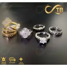 TB Moda Conjunto de 4 peças Anel Feminino com Símbolo do Infinito Eterno Banhado a Prata e Dourado