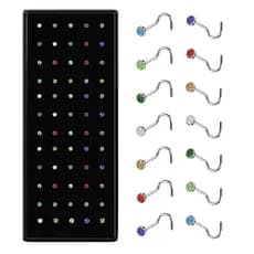 TB Shop Moda Kit Com 40 Piercing de Nariz Cristal Reto/Dobrar lindo aço inox