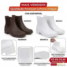 Bota Chelsea Protect Feminina Impermeável Cano Curto Salto Confortável Pronta Entrega Promoção
