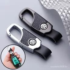 Chaveiro com Logotipo de Carro Volkswagen, Porta-chaves de Metal e Couro, Criativo para VW Golf Polo T-Cross Gol Saveiro