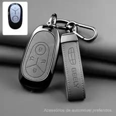 Capa para Chave de Carro para Geely EX2 EX2 Pro Geome EV, Acessórios de Chaveiro Protetor Anti-impacto em Couro Premium
