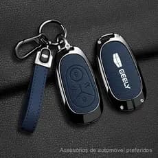 Capa para Chave de Carro Geely EX2 EX2 Pro Geome, Chaveiro EV, Estojo de Couro e Liga de Zinco para Geely 2025-20 FSV3