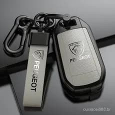 [Pronta Entrega] Capa de Chave de Carro para Peugeot 408 2008 3008 4008 301 508 308S 407 Liga de Zinco + Couro de Microf