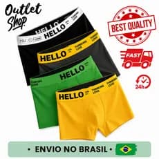 KIT 5 Cuecas Boxer Masculina HELLO Microfibra 5 cores Kit 5 Cuecas Boxer
