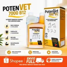 Potenvet 7000 Vitamina B12 Suplemento para Alimentação Animal 1Litro Vilavet vitamina oral