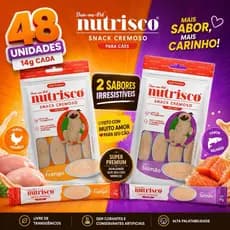 kit 48 sache petisco Snack Cremoso Nutrisco Cães - Sabor Salmão ou Frango
