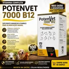 Potenvet  B12  Suplemento Vitamínico e Mineral para Pet Cães Gatos e Aves