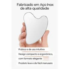 Placa Gua Sha em Aco Inoxidavel para Massagem Facial e Corporal Alivio de Tensao Anti Rugas