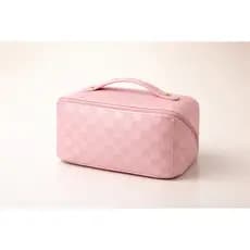 Necessaire Feminina Grande Organizadora Maquiagem Cosméticos Couro PU Dupla Camada Viagem