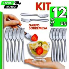 36/24/18/12 Un - Garfo de Sobremesa Faqueiro Talher de Aço Inox Cozinha Restaurante Cafeteria