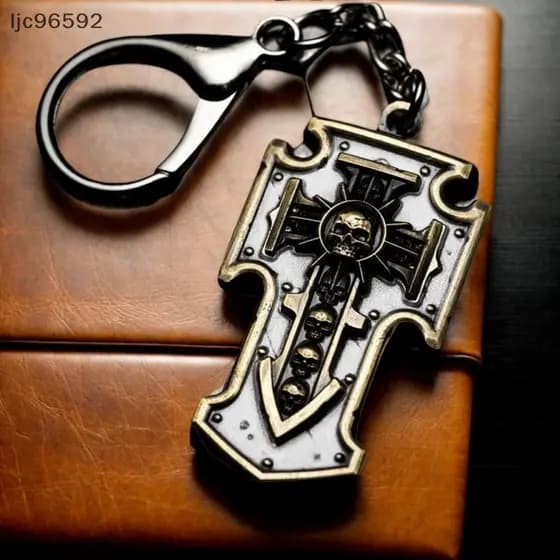 [ljc] Novo Warhammer 40K Periféricos De Jogo Criativo Crânio Cruz Chaveiro Retro Estilo Punk Pendurado Meninos Bolsa Esc