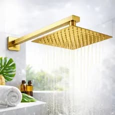 Chuveiro Ducha Quadrado Slim Premium 20x20 cm Dourado em Aço Inox