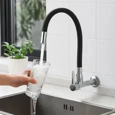 Torneira Premium de Parede Preta – Flexível para Cozinha ou Banheiro 1078