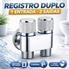 Registro Válvula de Controle Duplo com 1 Entrada e 2 Saídas para Máquina de Lavar, Torneira e Vaso Sanitário