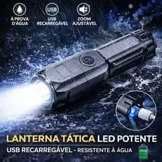 Lanterna Tática LED Potente USB Recarregável com Zoom Ajustável e Resistência à Água 1371