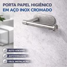 Porta Papel Higiênico em Aço Inox Cromado com Suporte Autoadesivo