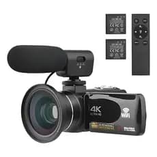 Câmera de Vídeo Digital Wi-Fi 4K 56 MP com Zoom 18x Visão Noturna Controle Remoto Filmadora Portátil HD