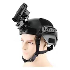 Monóculo Visão Noturna NVG10 Infravermelho HD com Zoom Digital 6x, Iluminador IR, Funcionamento Noite Total e Capacete