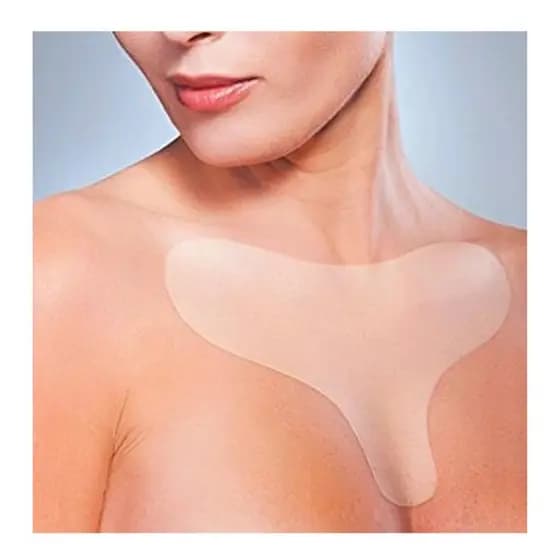 Adesivo de silicone anti-idade: hidrata, alisa e reduz marcas no colo com uso noturno.