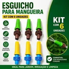 Kit 6 Esguichos Para Mangueira Regulável Jardim Irrigação Lavagem (6 unidades)