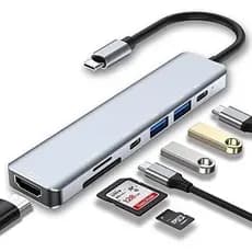 Hub USB C 7 em 1 Adaptador 4K HDMI Portas USB-C USB 3.0 Cartão SD TF Macbook Pro Air M1 Samsung Dex Notebook Tablet