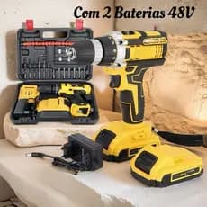 Parafusadeira e Furadeira 48V com 2 Baterias | Kit Maleta de Acessórios Bivolt