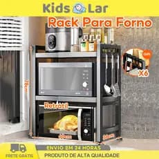 Rack Suporte Para Microondas Prateleira Organizador Ajustável de Cozinha