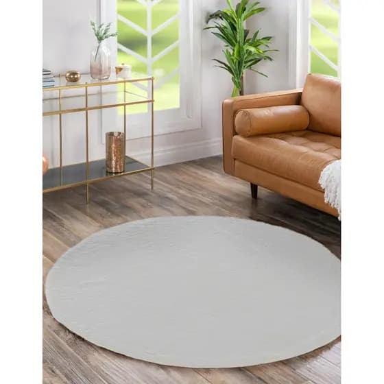 Tapete Peludo 140x140 Redondo Sierra Jazmini 6 Sala Quarto Felpudo Suede