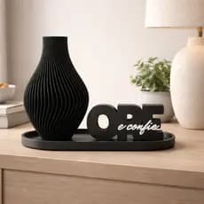KIT Decorativo Vaso Bandeja e Ore e Confie Ideal Para Sala Quarto Escritorio Design Moderno