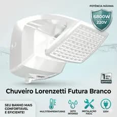 Chuveiro Elétrico de parede Lorenzetti Futura Multitemperaturas Branco 220V 6800W